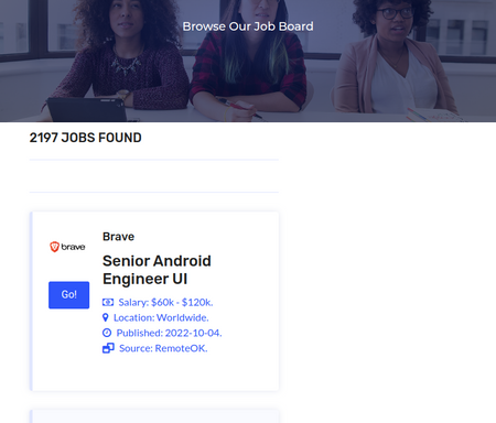 A screenshot of New Job Board